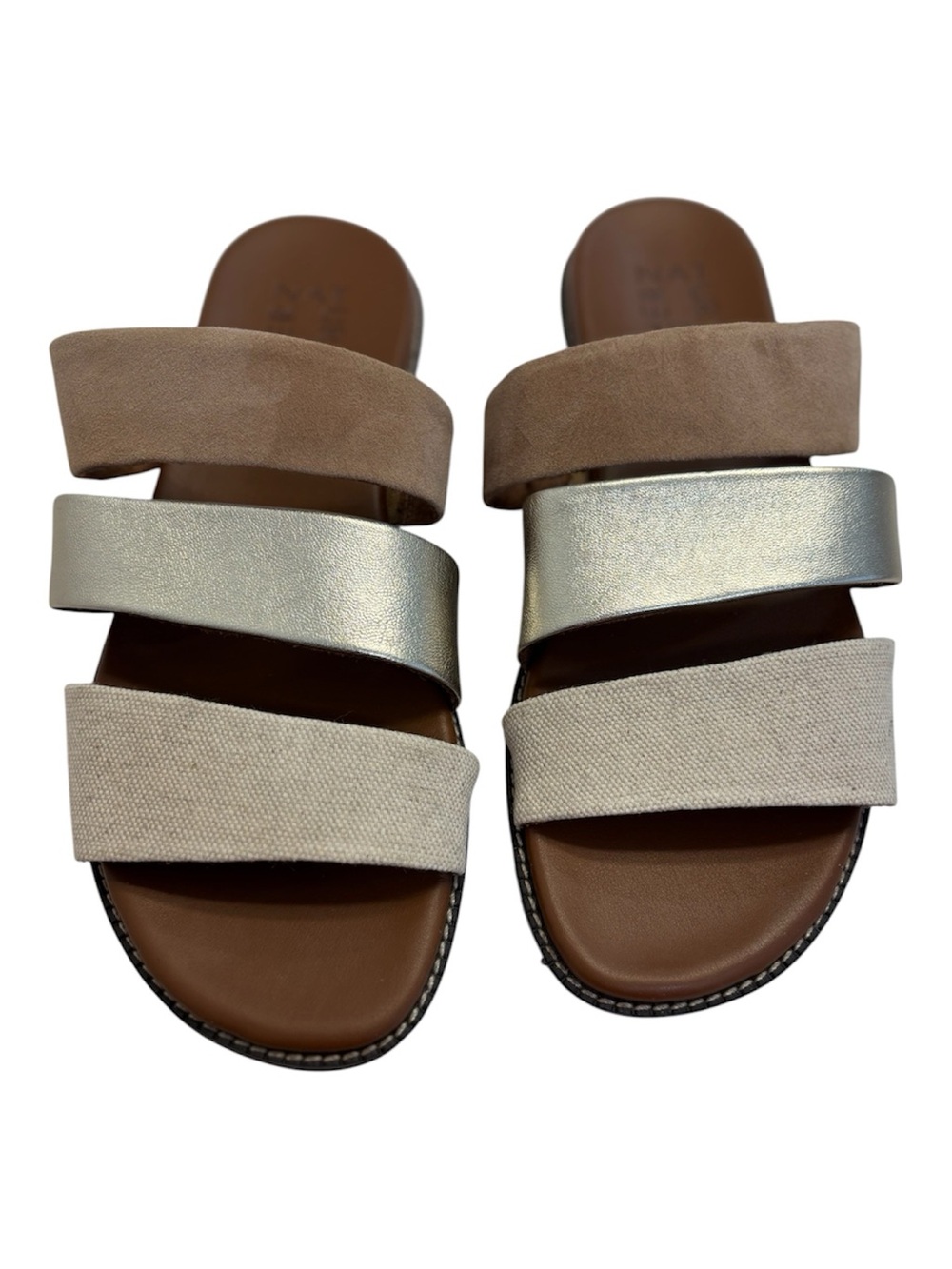 Naturalizer Sandals with Silver, Tan, and Cream Straps